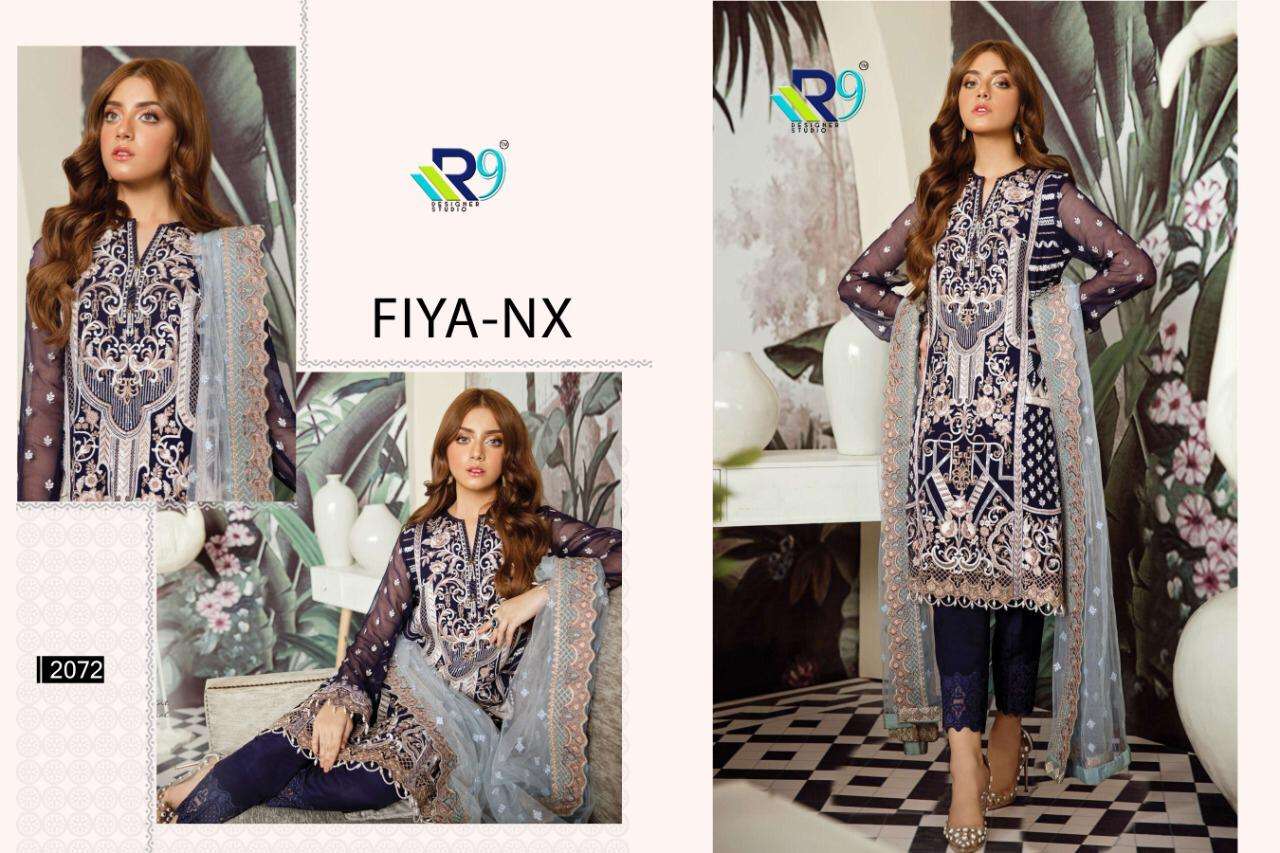 FIYA NX BY R9 2072 TO 2076 SERIES PAKISTANI SUITS BEAUTIFUL FANCY COLORFUL STYLISH PARTY WEAR & OCCASIONAL WEAR FAUX GEORGETTE PRINTED WITH EMBROIDERY DRESSES AT WHOLESALE PRICE